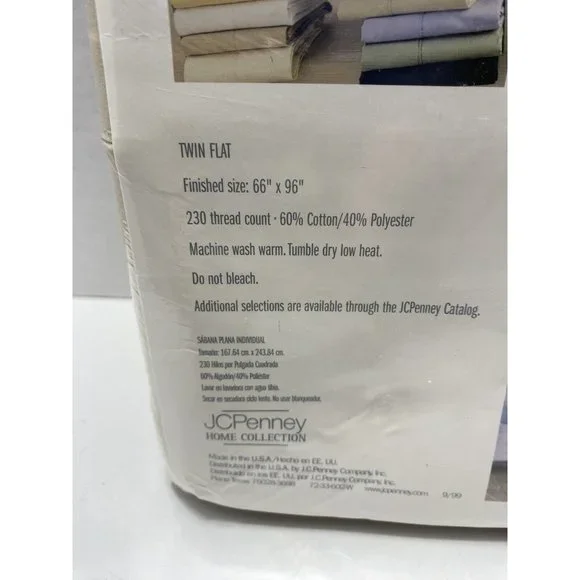Home Expressions JCP Home Collection Flat Sheet New In Package Beige Made In USA - Picture 4 of 6